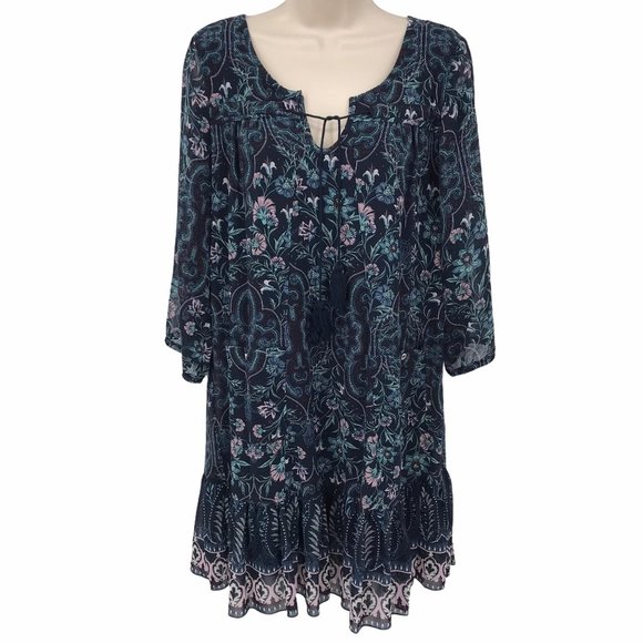 AUW Dresses & Skirts - AUW Paisley Print Ruffle Hem Shift Dress M
